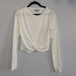 White Twist Front, Long sleeve Crop Top